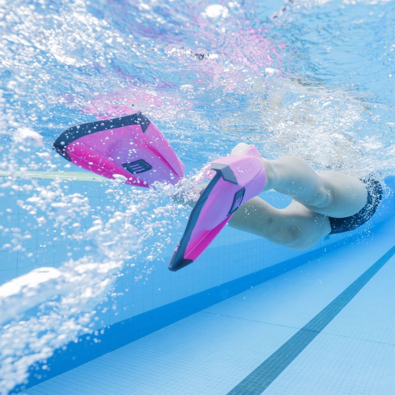 Swimming using DMC Elite MAX swim fins in a pool